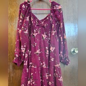 Maurices Red Cowl Neck Bishop Sleeve Sundress